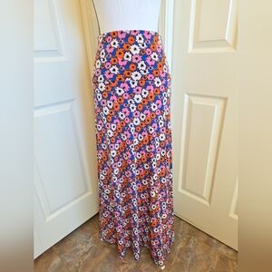 LULAROE COLORFUL FLORAL MAXI SKIRT, SIZE S